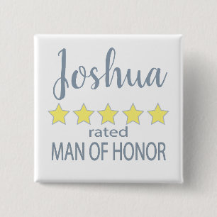 Bridal & Wedding Party 5 Star Man of Honor Button