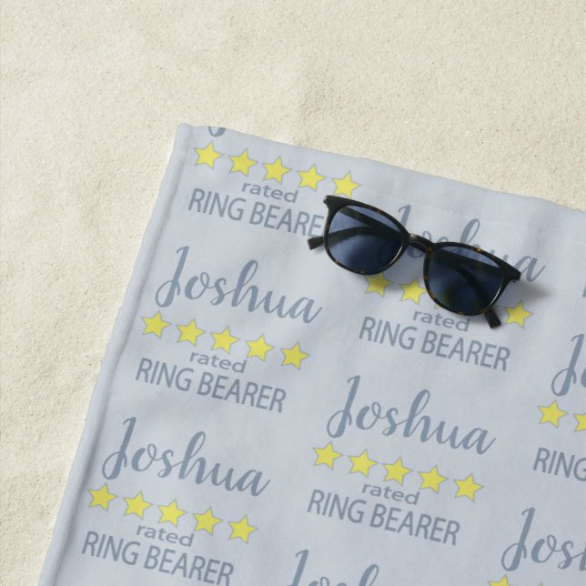 Bridal & Wedding Party 5 Star Ring Bearer Beach Towel (In Situ)