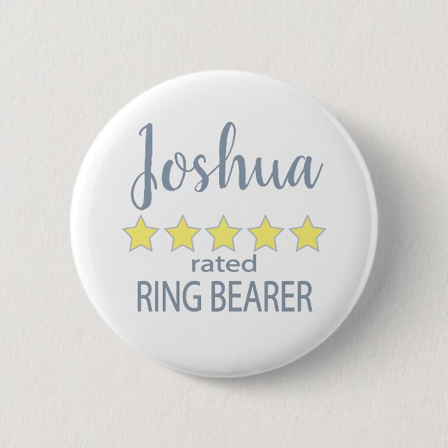 Bridal & Wedding Party 5 Star Ring Bearer Button (Front)