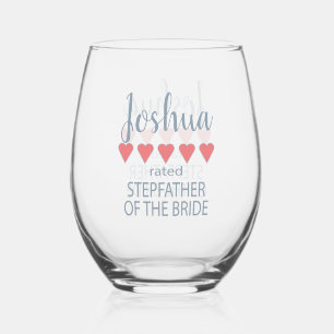 Bridal & Wedding Party 5 Star Stepfather of Bride Stemless Wine Glass