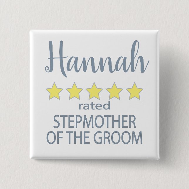 Bridal & Wedding Party 5 Star Stepmother of Groom Button (Front)