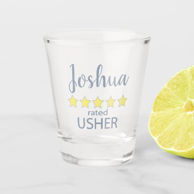 Bridal & Wedding Party 5 Star Usher Shot Glass (Front)