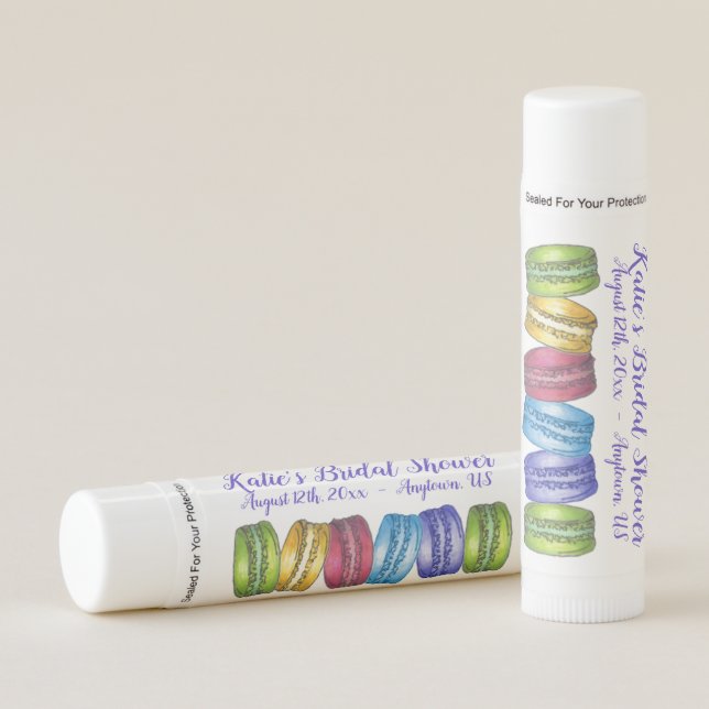 Bridal Wedding Shower French Macaron Pastries Lip Balm (Front)