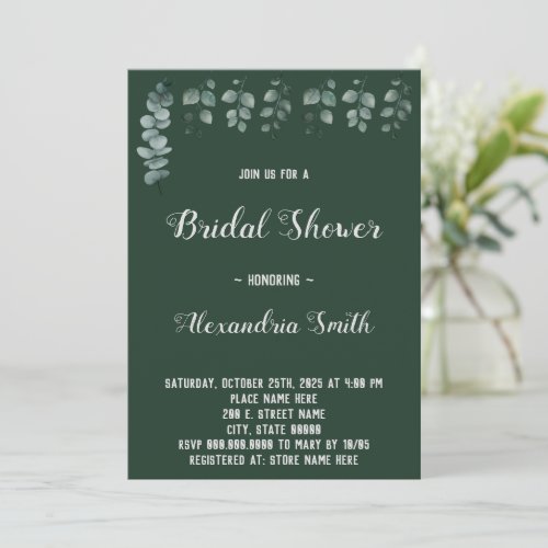 Bridal Wedding Shower Greenery Eucalyptus Invitation