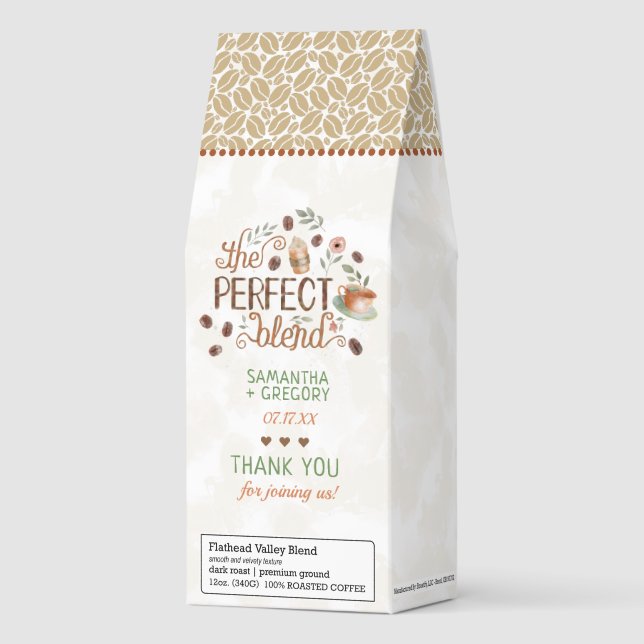 Bridal Wedding Shower The Perfect Blend Cute Favor Roasted Coffee (Front)