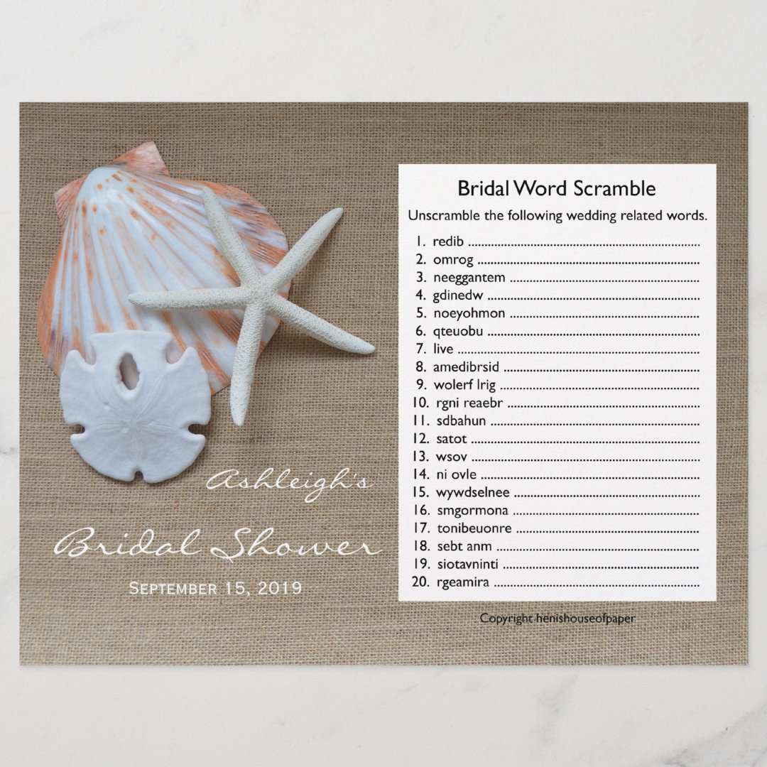 Bridal Wedding Shower Word Scramble Game | Zazzle