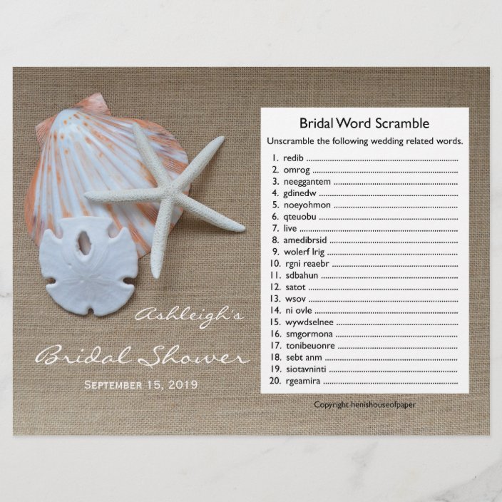 Bridal Wedding Shower Word Scramble Game | Zazzle.com