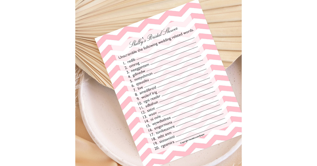 Bridal Wedding Shower Word Scramble Game | Zazzle