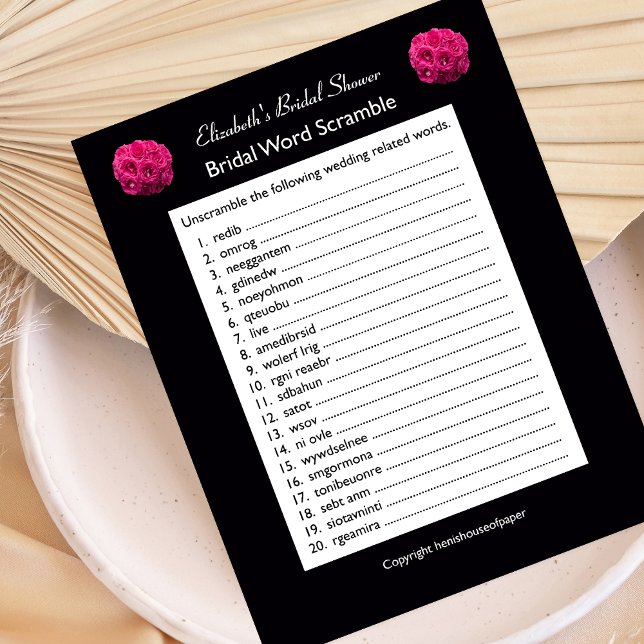 Bridal Wedding Shower Word Scramble Game (Creator Uploaded)