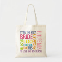 Bridal Wedding Words Text Design Bride Tote Bag