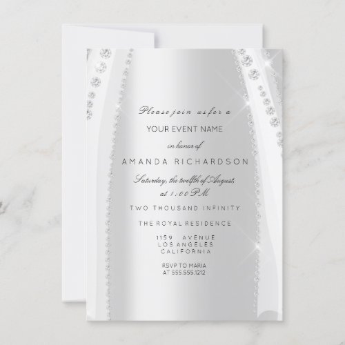 Bridal White Dress Spark Rose Silver Gray Diamond Invitation