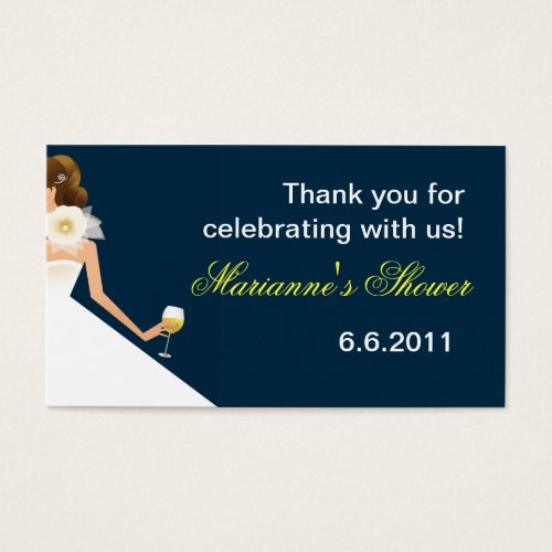 Bridal wine brunette on navy business cards
