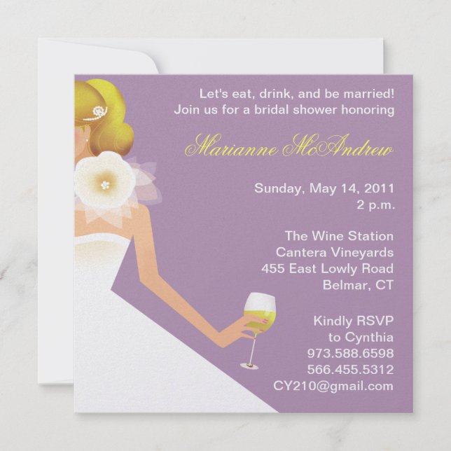 Bridal Wine Ensemble (lilac) Invitation (Front)