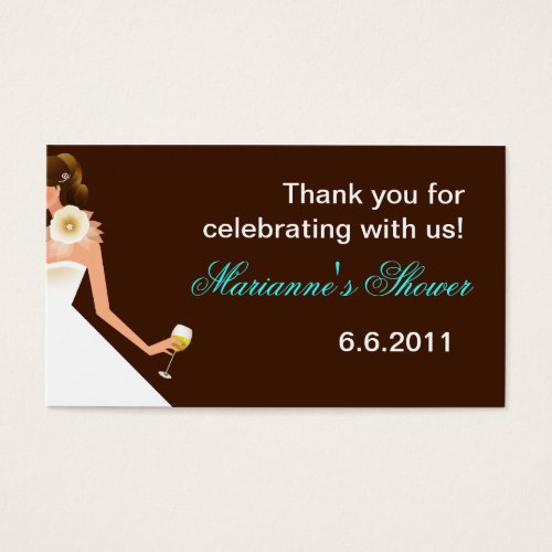 Bridal Wine Invitation (Brunette on brown w/white) Business Card Template