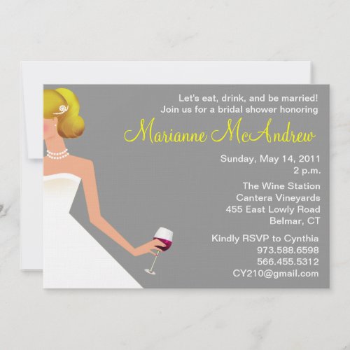 bridal wine invitation silver blonde pearls