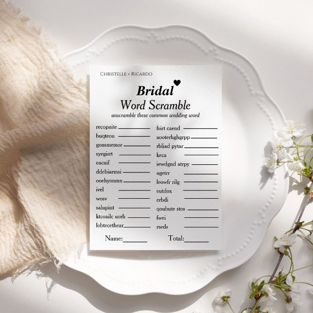 Bridal word scramble bridal shower game card (Creator Uploaded)