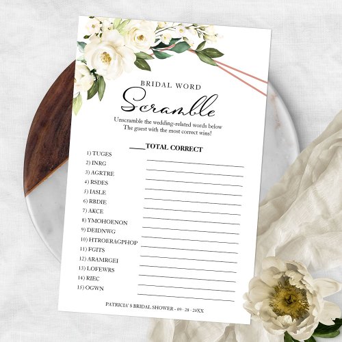 Bridal Word Scramble Game Greenery Geometric Flyer