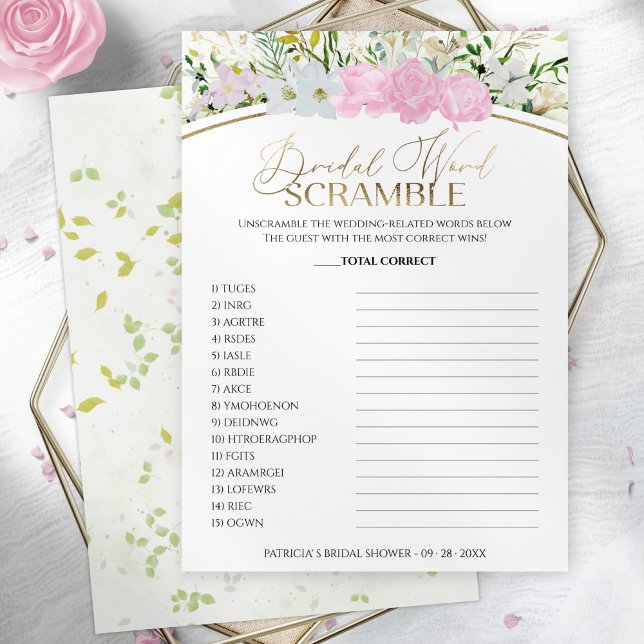 Bridal Word Scramble Game Wildflower Spring card (Creator Uploaded)
