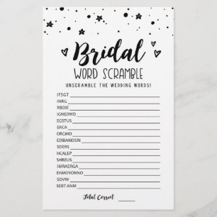 Bridal word scramble game with Answers