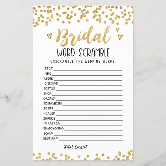 Bridal word scramble game with Answers | Zazzle.com