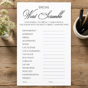 Bridal Word Scramble Shower Game