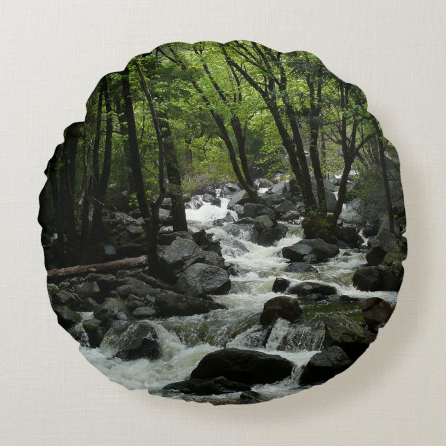 Bridalveil Creek in Yosemite National Park Round Pillow (Front)