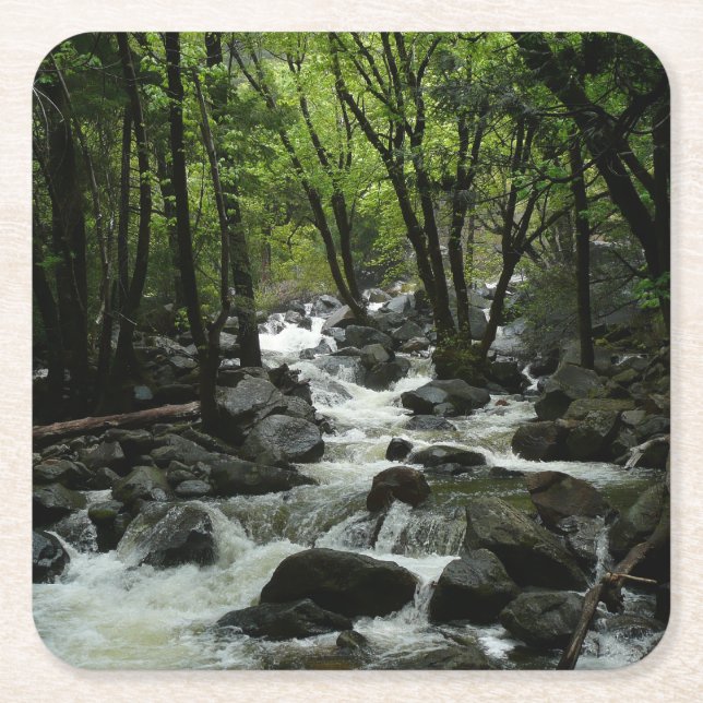 Bridalveil Creek in Yosemite National Park Square Paper Coaster (Front)