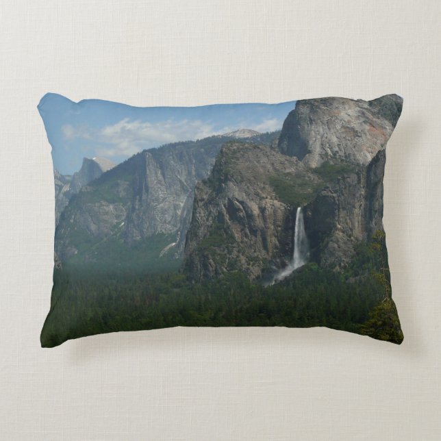 Bridalveil Falls and Half Dome at Yosemite Accent Pillow (Front)