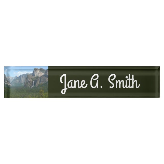 Bridalveil Falls and Half Dome at Yosemite Desk Name Plate (Front)