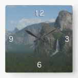 Bridalveil Falls and Half Dome at Yosemite Square Wall Clock