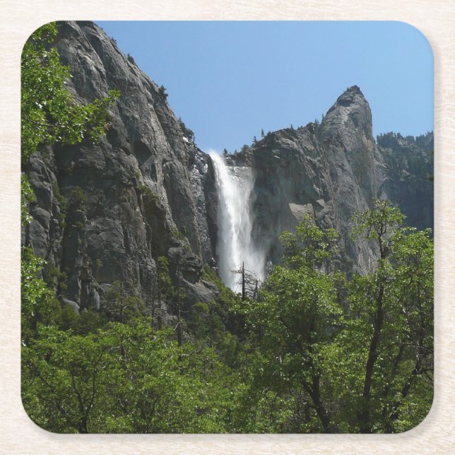 Bridalveil Falls at Yosemite National Park Square Paper Coaster (Front)