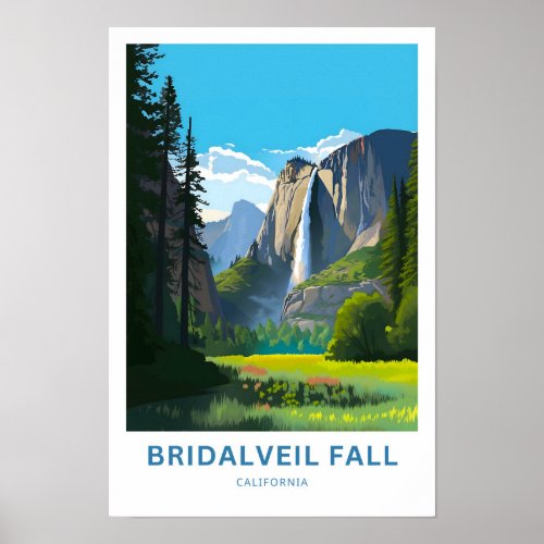 Bridalveil Falls California Travel Print