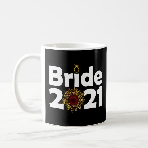 Bride 2021 Engagement Couple Her Sunflower Cheetah Coffee Mug