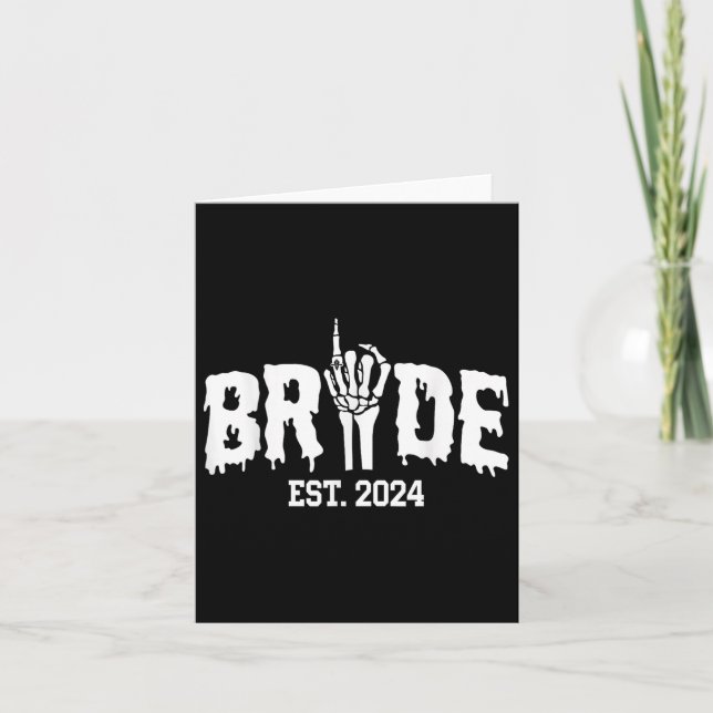 Bride 2024 Skeleton Hand Wedding Halloween Couples Card (Front)
