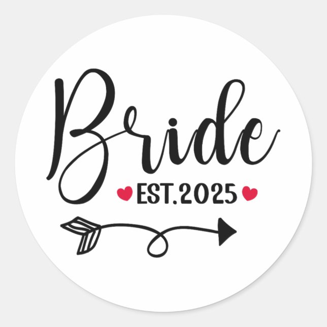 Bride 2025 Wedding Matching Mrs Est 2025 Married  Classic Round Sticker (Front)