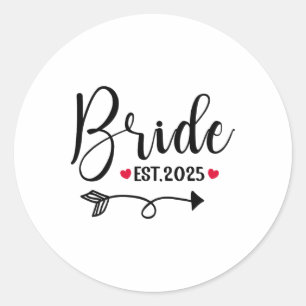 Bride 2025 Wedding Matching Mrs Est 2025 Married Classic Round Sticker