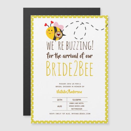 Bride 2 BEE Cute Yellow Wedding or Bridal Shower Magnetic Invitation