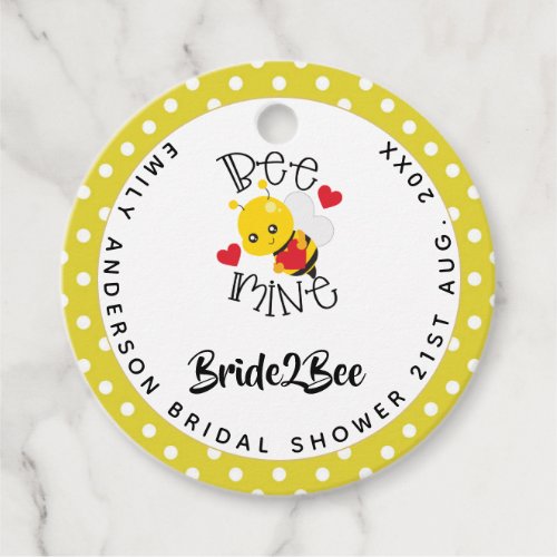 Bride 2 Bee Mine Yellow Polkad Dots Bridal Shower Favor Tags