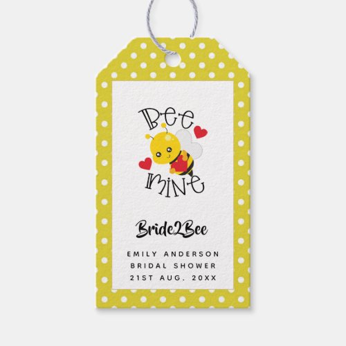 Bride 2 Bee Mine Yellow Polkad Dots Bridal Shower Gift Tags