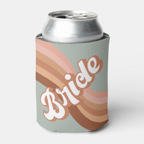 Bride 70s Groovy Retro Boho Chic  Can Cooler