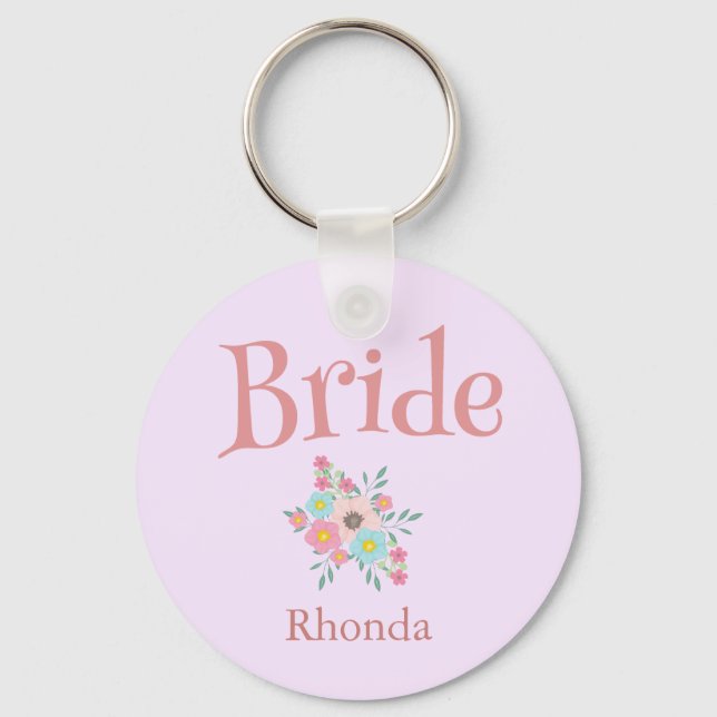 Bride and Beauty Bouquet of Flowers Keychain (Front)