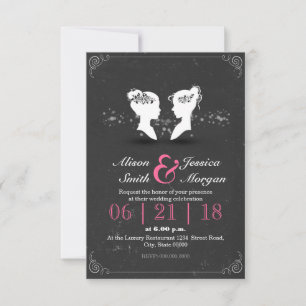 Bride and Bride - Lesbian wedding Invitation