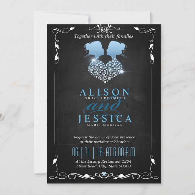 Bride and Bride - Two Brides Wedding  - Lesbian Invitation (Front)
