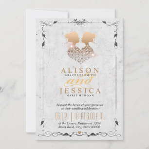 Bride and Bride - Two Brides Wedding - Lesbian Invitation