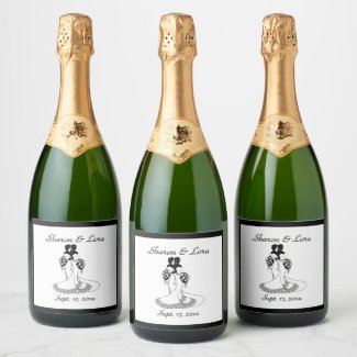 Bride and Bride Wedding Personalized Champagne Champagne Label
