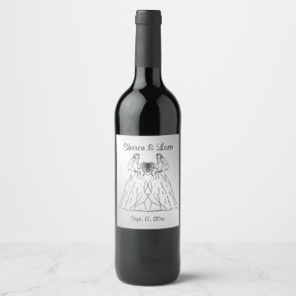 Bride and Bride Wedding Personalized Silver Wine Label