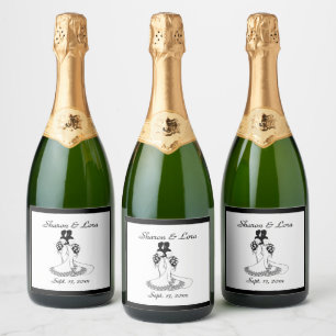 Bride and Bride Wedding Personalized Sparkling Win Sparkling Wine Label