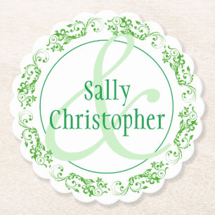 Bride and Bridegroom's Names Together Paper Coaster