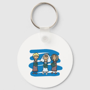 Bride And Bridesmaids Pose For Wedding Picture Keychain