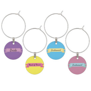 Bride and Bridesmaids wine charm set